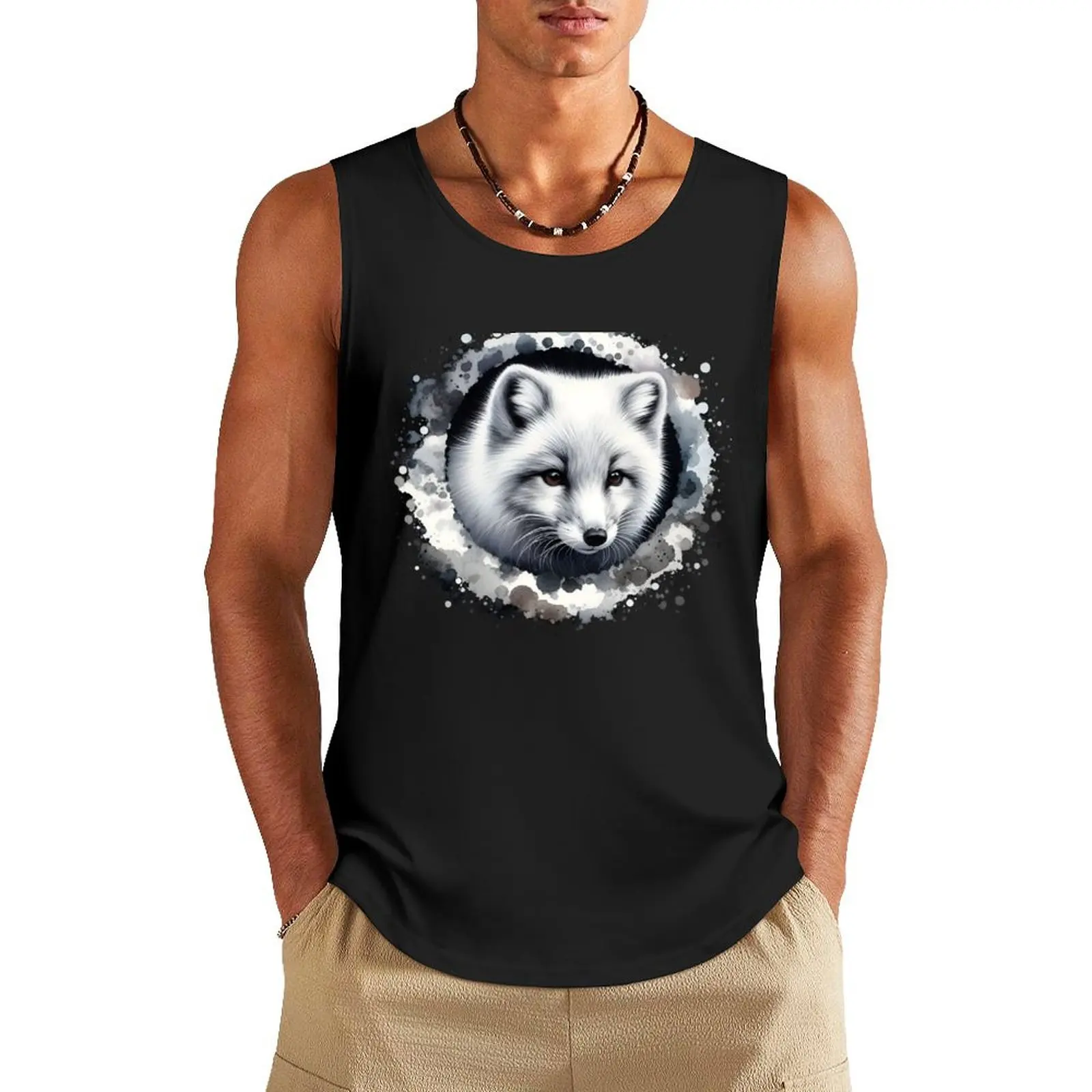 Arctic fox animal art Tank Top singlets for men Men's singlets quick-drying t-shirt gym accessories men