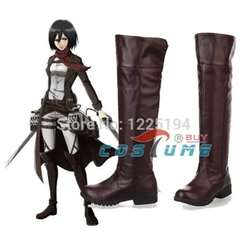 Fast delivery Anime Attack on Titan Cosplay Boot Eren Jaeger Cosplay Shoes Mikasa Ackerman Cosplay Boot Christmas gift for girl