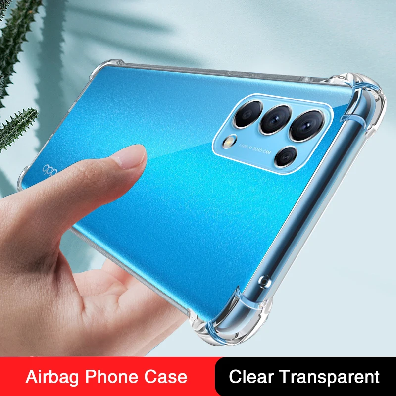 Airbag Shockproof Phone Case for OPPO Reno 5 Pro Plus 5K 5Z 5F Lite Soft Transparent Silicone Reno5 K Z F 5G 4G Thin Cover Funda