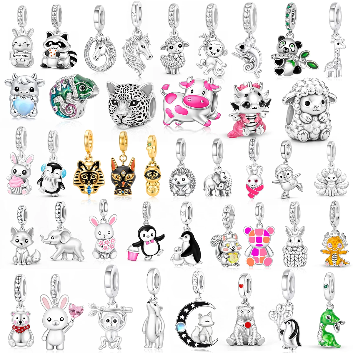 Fashion Original Animal Rabbit Sheep Bead Pendant DIY Bracelet Necklace Jewelry Gift Environmentally Friendly Copper Material
