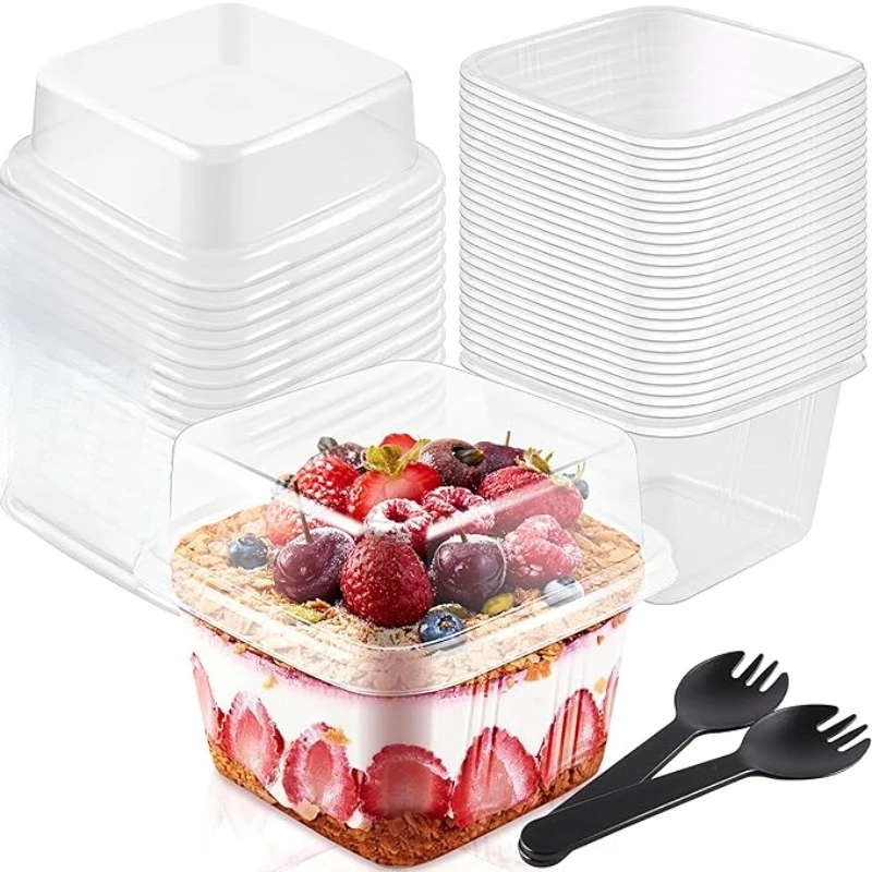 

50/100 pastry cake boxes disposable mousse muffin dessert cups wedding birthday parties holiday celebrations baking supplies 8oz