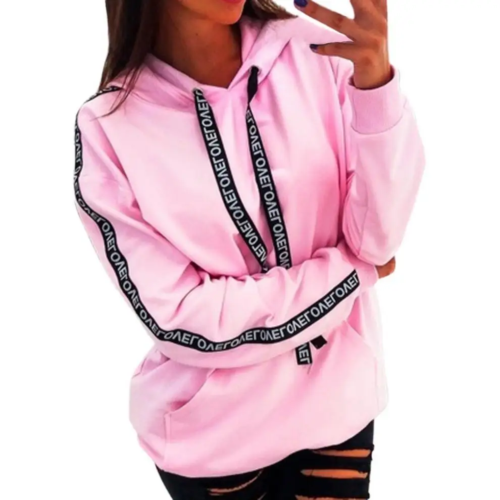 Fashion autumn and winter sweater women's Hoodie young women's letter ribbon Sweatshirt loose casual top