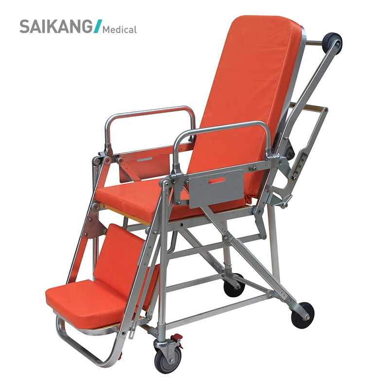 SKB039(E) Metal Adjustable Folding Medical Chair Patient Transport Hospital Ambulance Emergency Stretcher Trolley Manufacturers