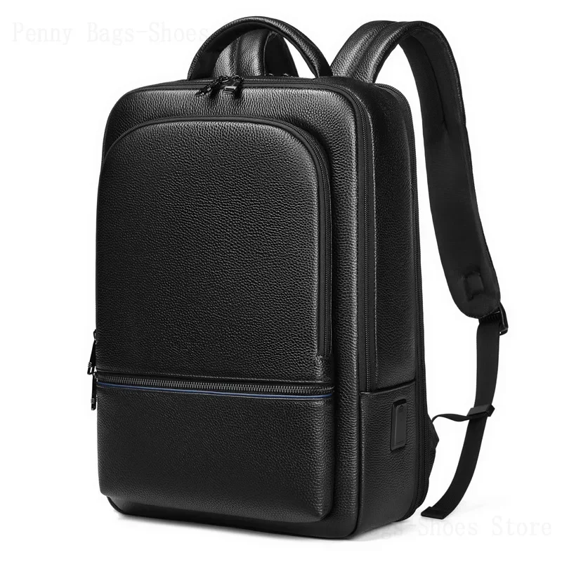 13 14 15.6 Inch Laptop Bag Backpack Genuine Leather Top Layer Cowhide Business Backpack Men\'s High-End Travel Bag