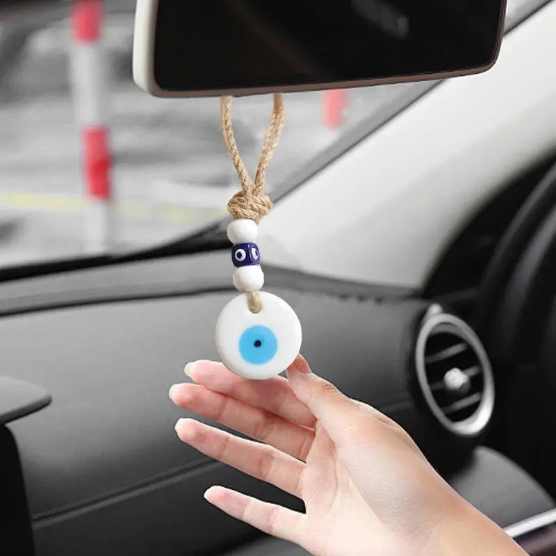 Car Evil Eye Decor Turkish Blue Evil Eye Pendant Rear View Car Ornament Evil Eye Charm Car Decor Evil Eye Car Ornament For Car