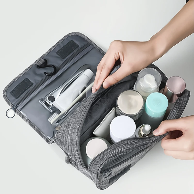 Portable Toiletry Washbag with Hanging Hook Waterproof Women Bathroom Cosmetic Storage Bag Large Capacity Travel Men Makeup Case