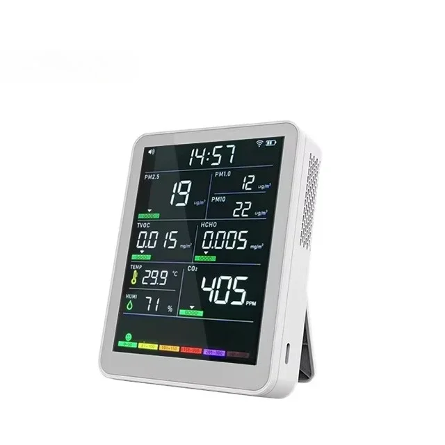 

9-In-1 Indoor Air Quality Monitor 4 Gas Wifi Temperature and Humidity Wholesale Professional Wearable Voc Universal Analyzer