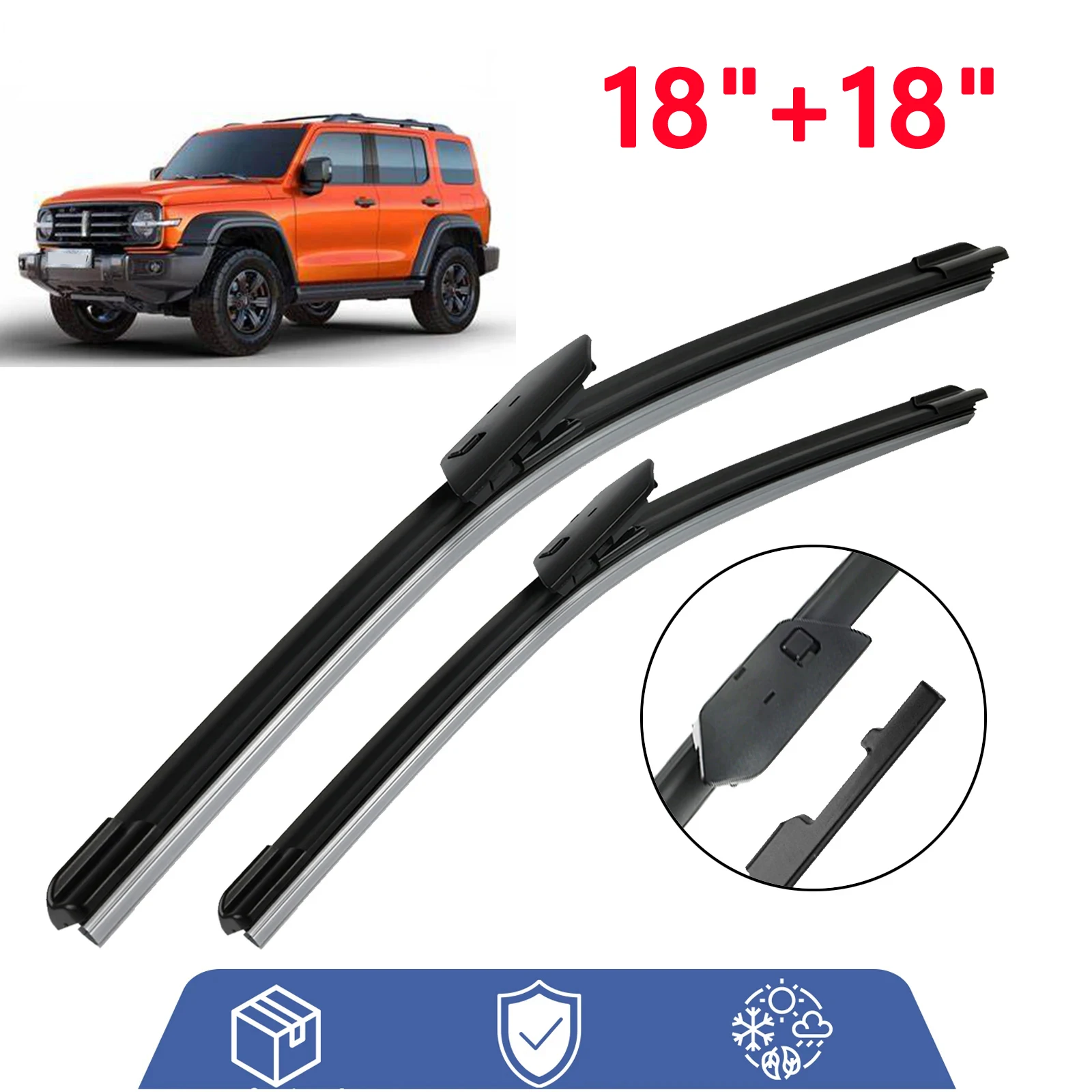 For WEY Tank 300 2022 - 2024 Wiper Front Wiper Blades Windshield Windscreen Clean Window Car Rain Brushes 18\