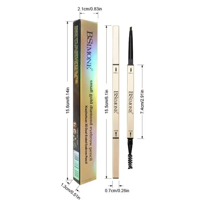 قلم حواجب مقاوم للماء، قلم حواجب للمبتدئين، قلم حواجب ناعم للغاية برأسين، متين ويدوم طويلاً
