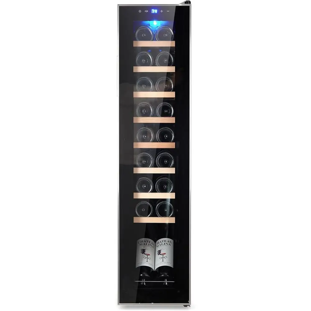

18-Bottle Floor Wine Rack with Digital Temp Control, UV-Protected Glass & LED Lighting for Home Bar & Kitchen