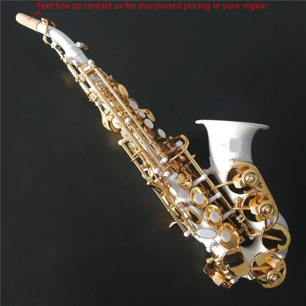 

Top White Color Curved Soprano Saxophone High F# OEM Logo
