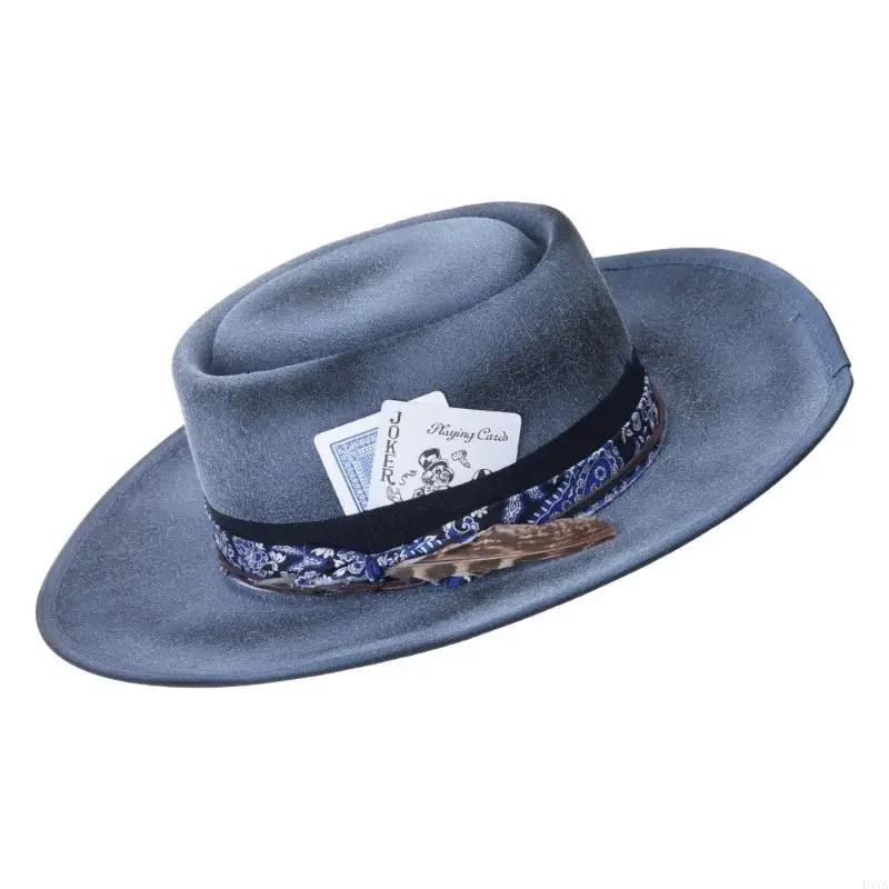 

L5YA Elegant Homburg Hat for Men Women Unisex Wear Vintage Top Hat Cowboy Costume