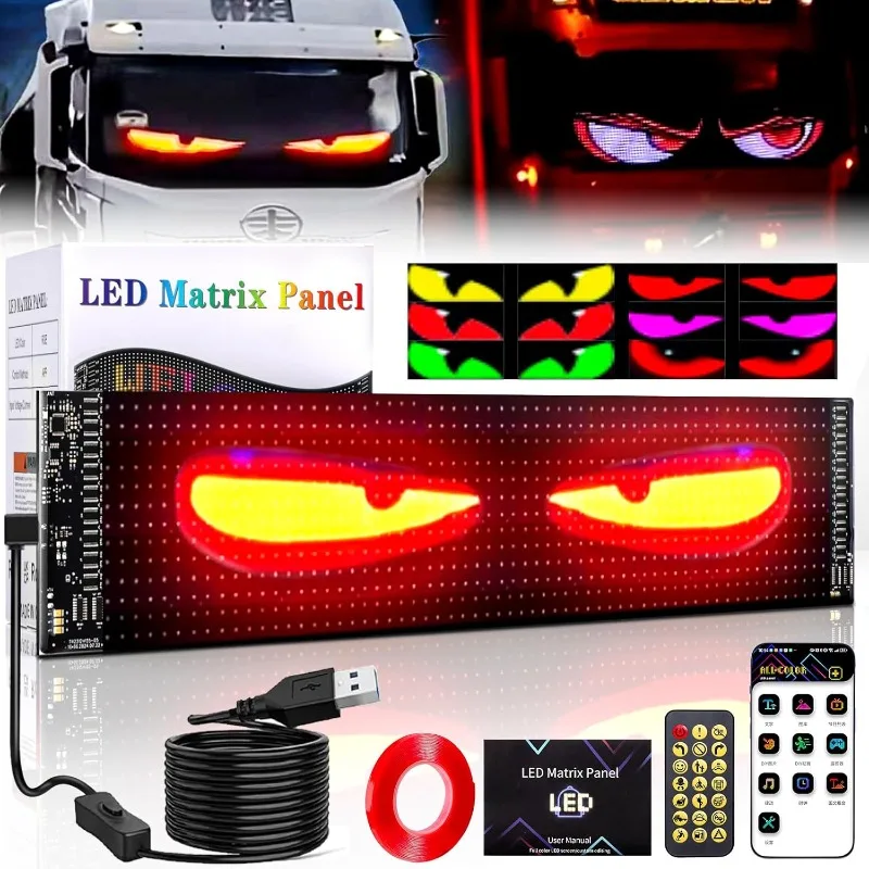

Devil Eyes Light 23.23X4.72in Programmable Flexible LED Display Smart APP Control Custom Text DIY Pattern for Car Trucks Decor