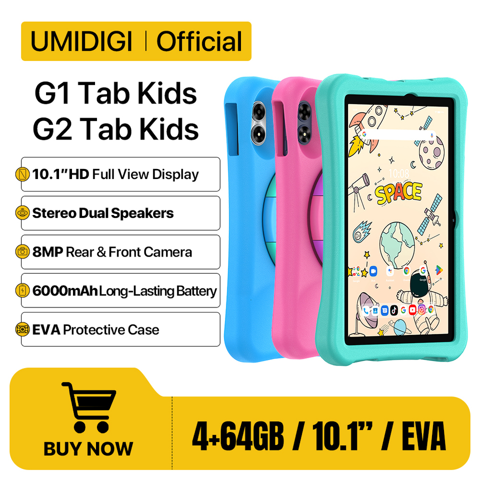 UMIDIGI G1/G2 Tab Kids Tablet Android 13 10.1”HD 4+4GB 64GB 8MP Camera 6000mAh Battery Children Learning EVA Protective Case