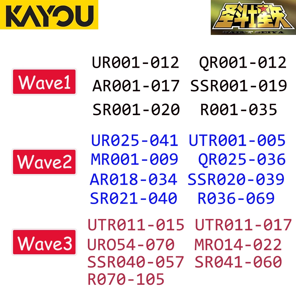 

KAYOU Saint Seiya Card Set Wave1-Wave3 Full Series UR\UTR\MR\AR\SSR Collectible Card Board Game Destop Decor Kids Toy Gift