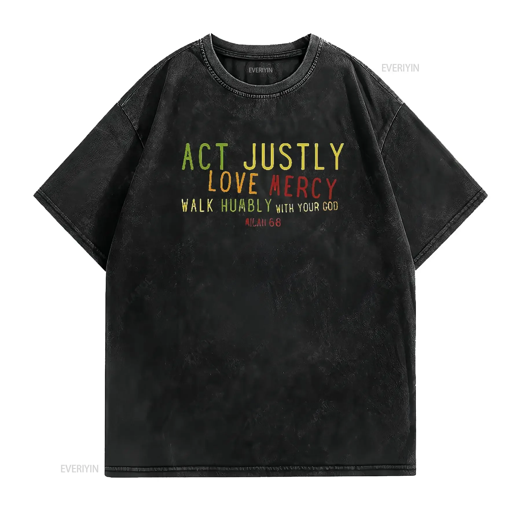 Mens Act Justly Love Mercy Walk Humbly God Micah 6 8 Justice  T Shirt Black M vintage Washed Breathable graphic Stretched
