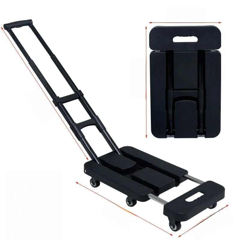 ミニポータブルショッピングカート折りたたみ式フラットベッドハンドトラックコンパクトカーゴ牽引車家庭用収納ユーティリティカー