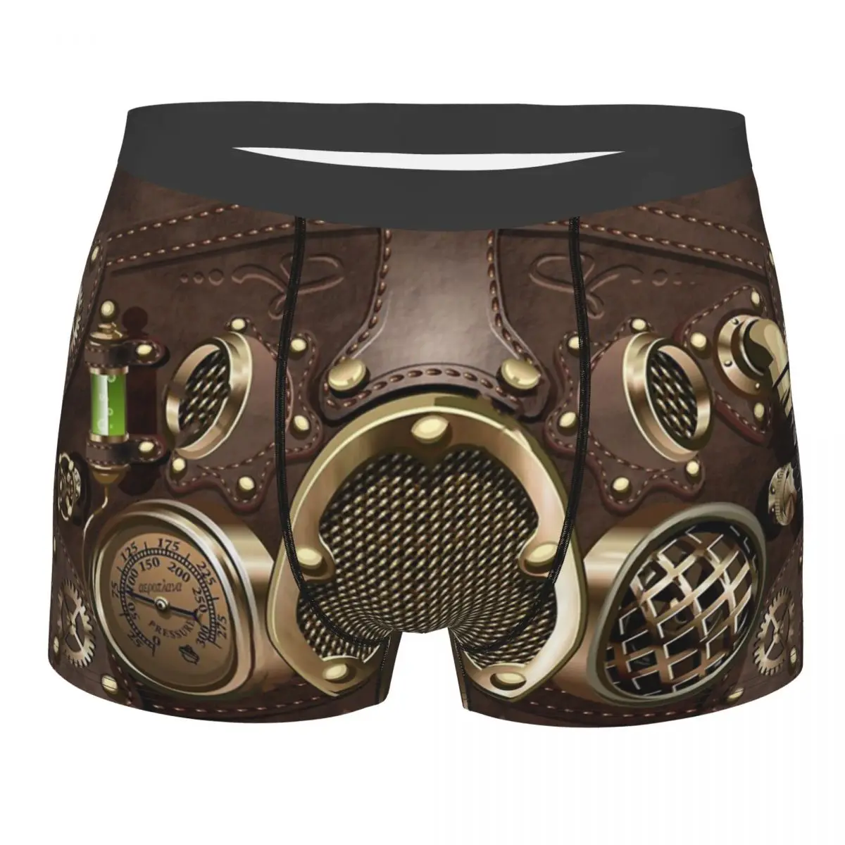 Funny Boxer Shorts Panties Men's Steampunk Underwear Pilot Air Fighter Helmet Mid Waist Underpants for Male S-XXL