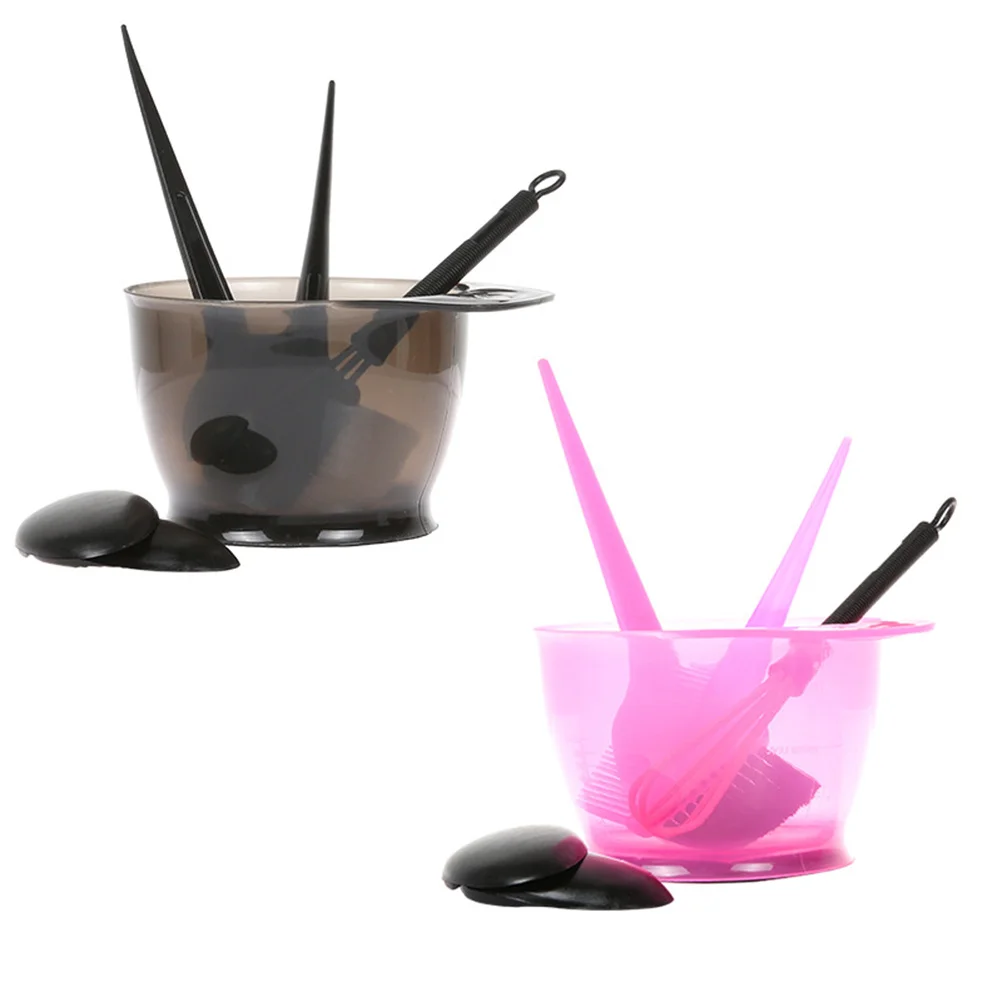 

5Pcs Hair Dye Tool Kit Pink Coloring Accessories Perm Bowl Comb Earmuffs Brush Tinting Tools Durable Salon Home Use