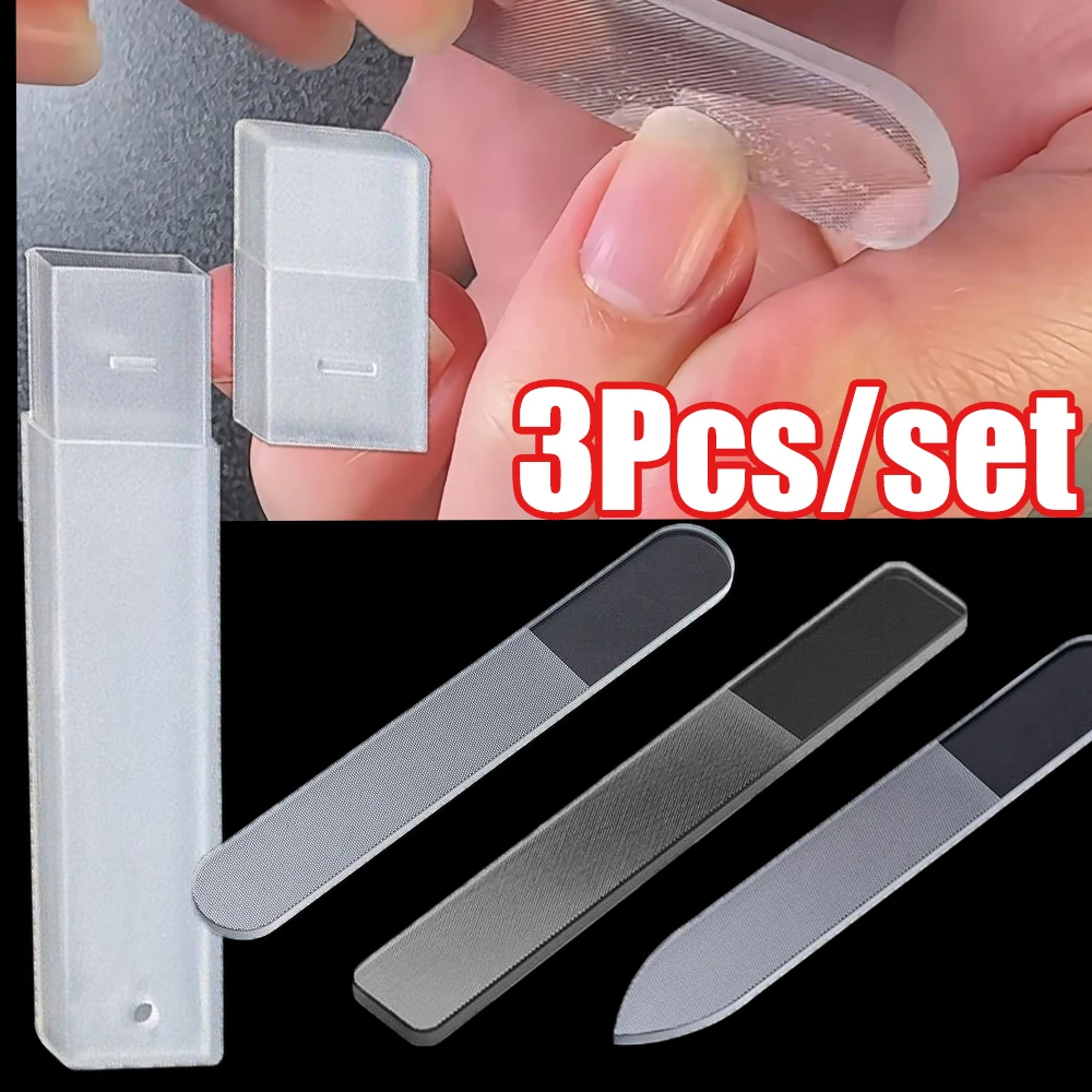 1/3 قطعة/المجموعة المحمولة نانو الزجاج المهنية ملفات الأظافر فائقة غرامة شفافة ملف الأظافر سهلة لطحن ملف مانيكير مع صندوق