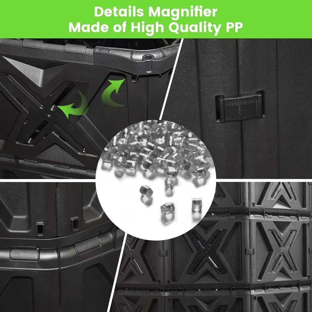 سلة سماد خارجية كبيرة سعة 720 لترًا - سهلة التجميع، لا حاجة إلى أدوات، تصميم أخضر متين #5