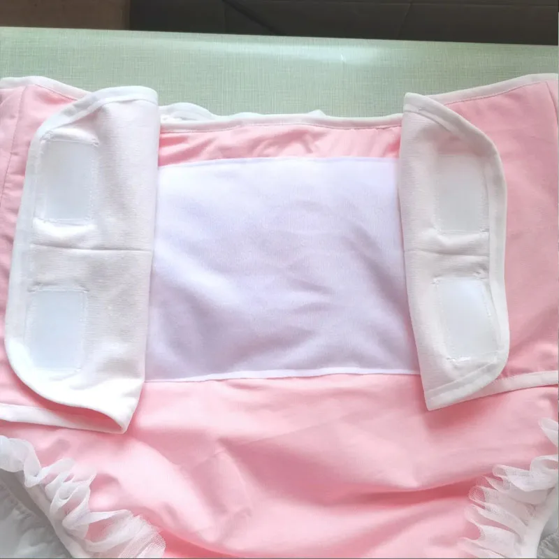 ABDL Pink Ruffle Edge Adult Baby Diaper Pants Clip Cotton Leak Proof Diaper shorts