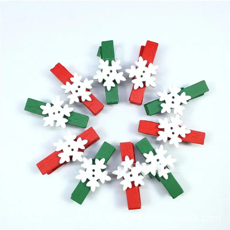 12 Pc Christmas Tree Wooden Clips For Photo Clips Clothespin Craft Decoration Clips Pegs Snowflake Gloves ELK Hanging Navidad