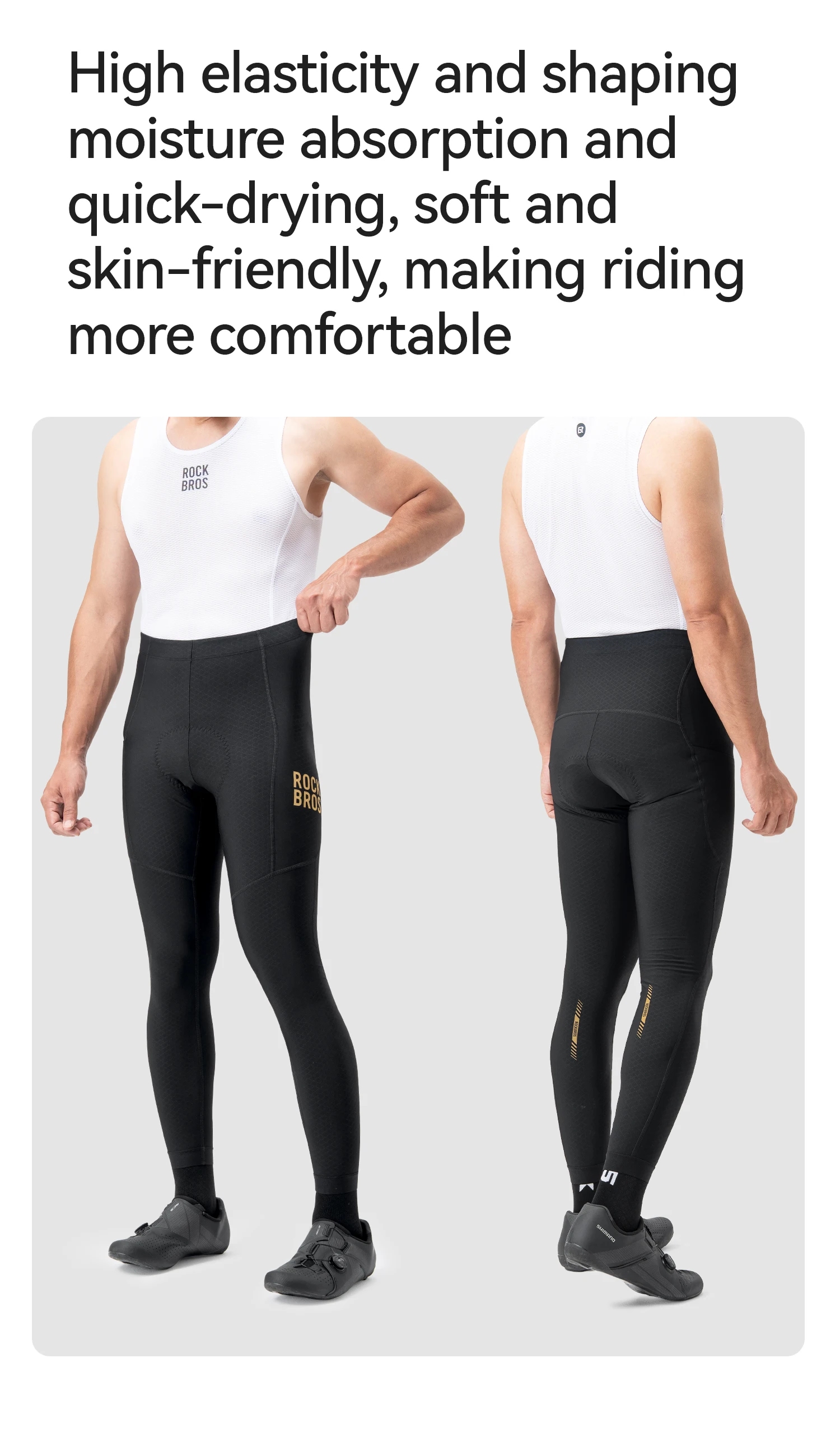 ROCKBROS Warme Fahrradhose Outdoor Winddichte Tights Leggings Fleece Winter Atmungsaktiv Stoßdämpfend Lange Fahrradhose mit Taschen – Detail 7