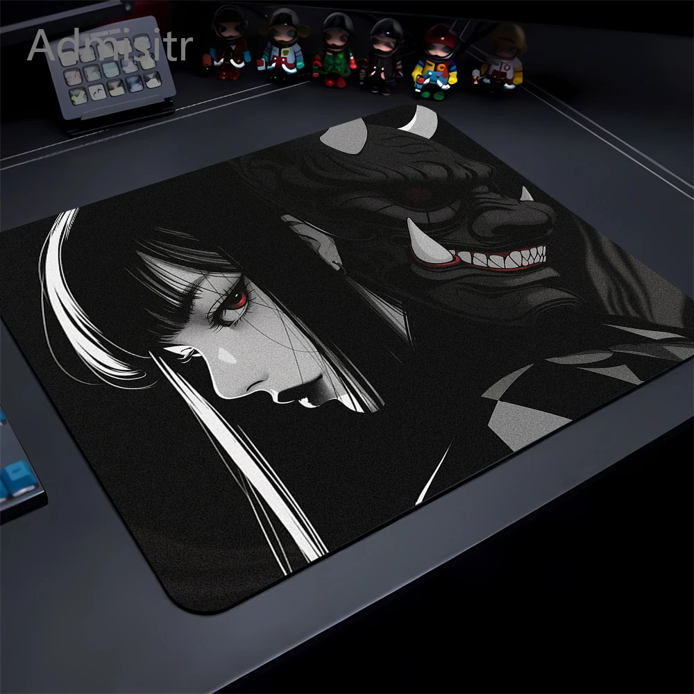 Game Professional E-Sports Mousepad Anime Mouse Pad Oni Mask Girl Premium Deskmats High Quality Non-slip Keyboard Pad 450x400mm