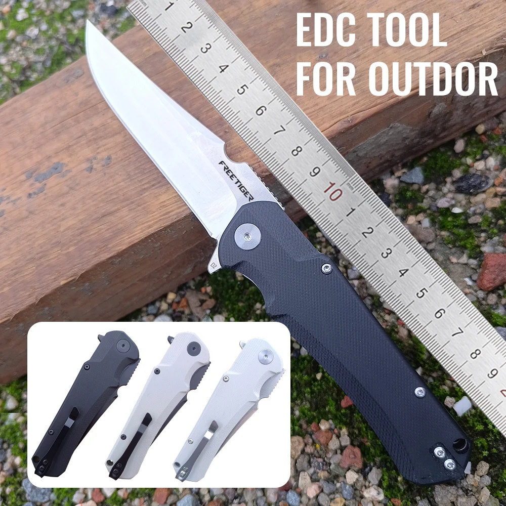 

FREETIGER New Folding Knife D2 Blade G10 Handle EDC Pocket Knives for Camping Hunting Survival Hiking Sharp Fruit Knives FT61