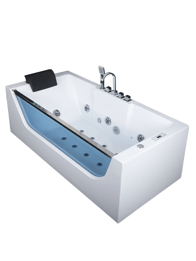 

Surfing massage bathtub with constant temperature heating, home independent acrylic intelligent glass bathtub