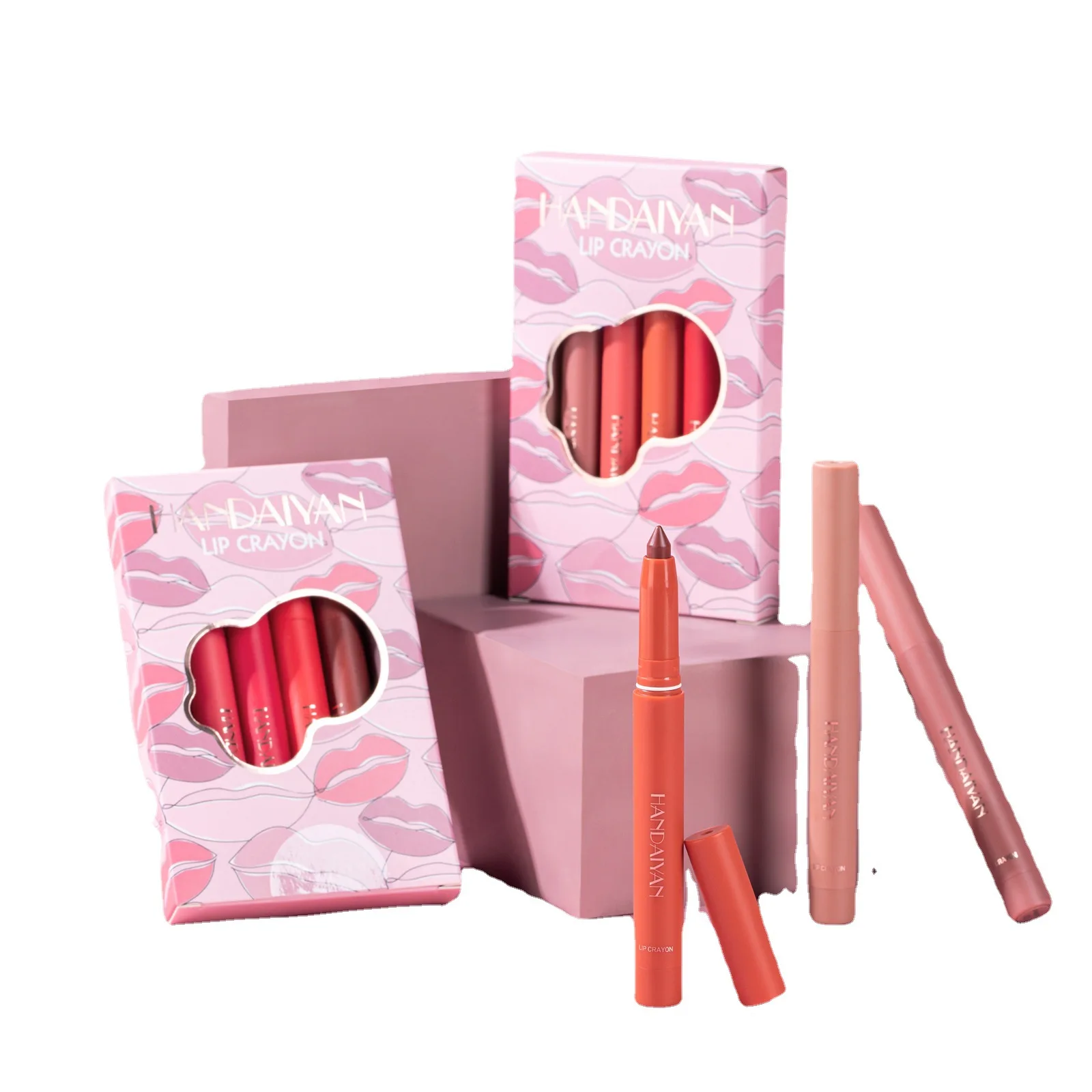 Waterdichte Lipkrijt Verzadigde Matte Lippenstift Niet-Vervagende Lippenstift Voering Set Met Puntenslijper Houdt De Punt Nauwkeurig, 1G * 6 Stuks