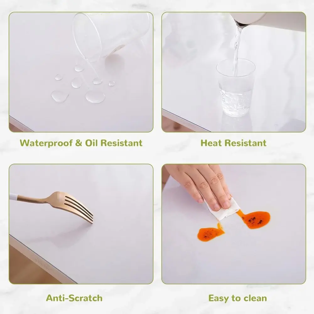 1.5mm Thick Clear Plastic Tablecloth, 42x76 Inches, Waterproof Protector for Dining, Kitchen, Office Use