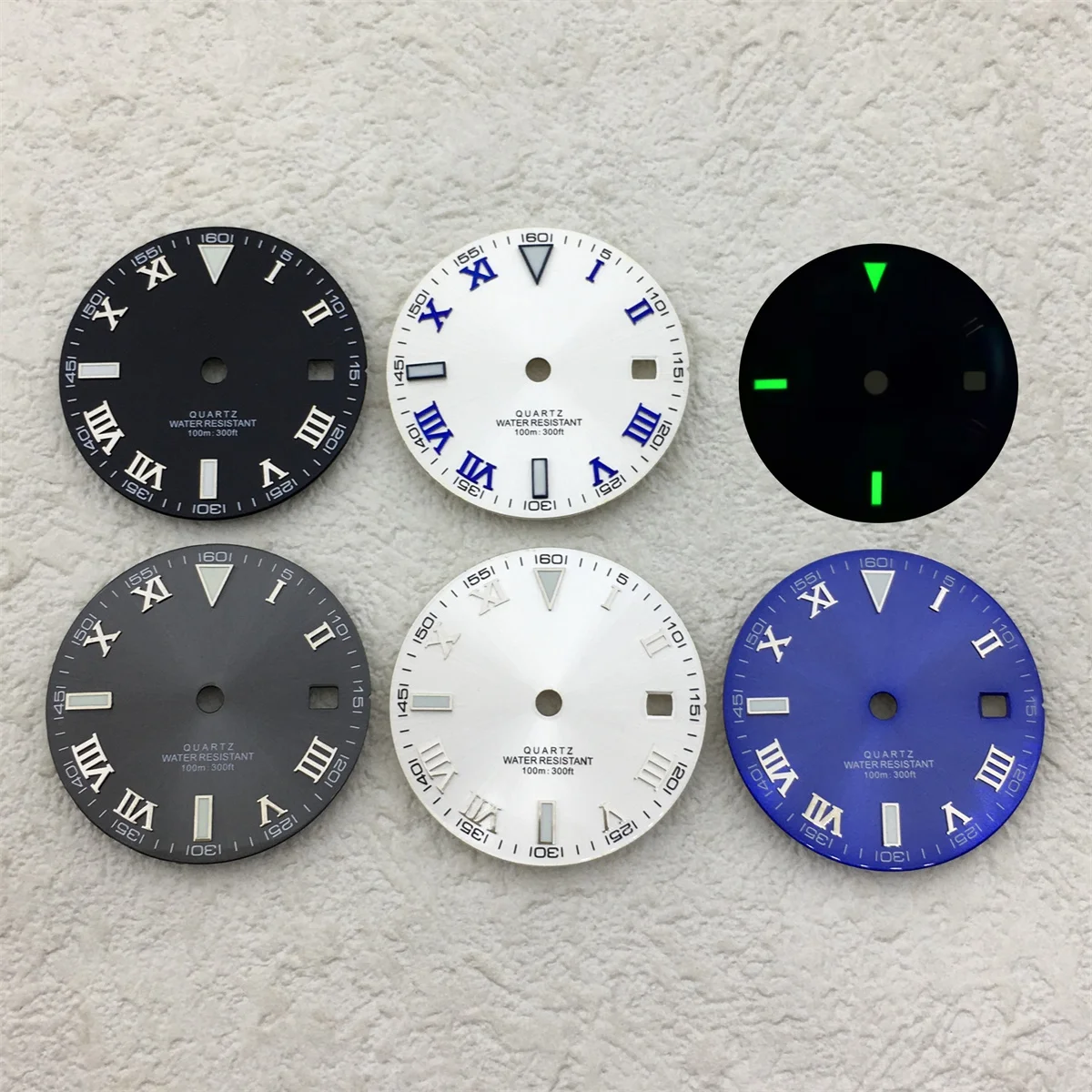 

29MM quartz Roman indicator dial White black grey luminous dial suitable for Rhonda 515 movement watch parts