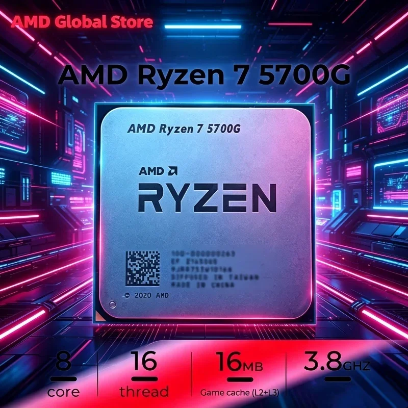 APU para Juegos AMD Ryzen 7 5700G, 7nm Zen3 8C16T, 4.6GHz Boost, Gráficos Vega 8, AM4 DDR4 65W, Sin Ventilador