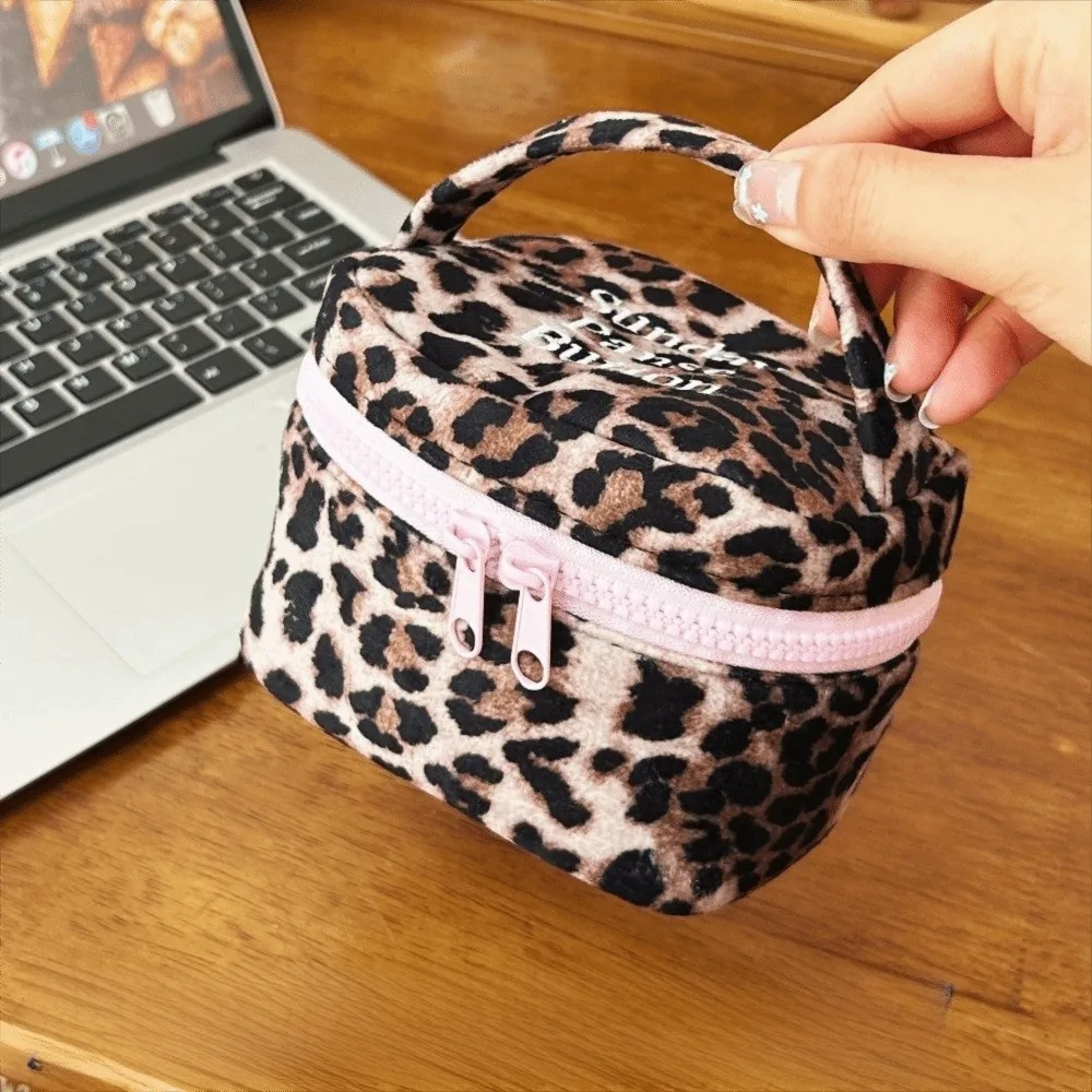 Multi-functional Leopard Print Square Storage Box Handheld Zipper Design Makeup Bag Handbag Women Girls image 5