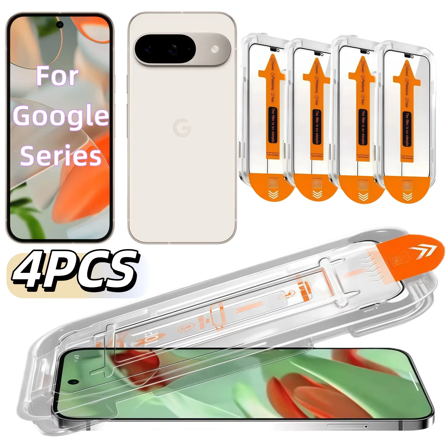 

1-4Pcs Dust Free Easy Install Screen Protector for Google Pixel 10 9 Pro XL Tempered Glass for Google Pixel 9 8 Pro 9a 8a 7a 6a