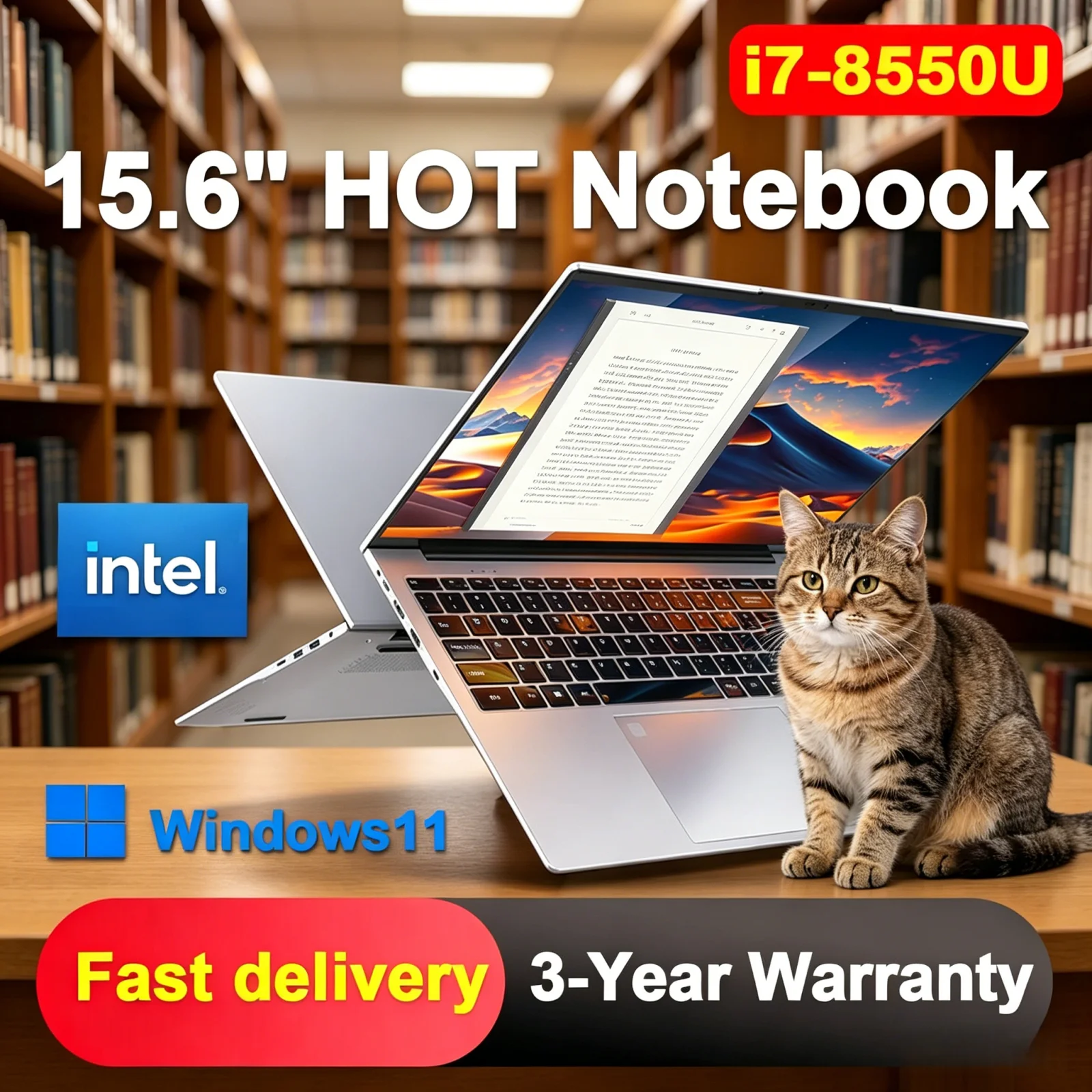 

New Fingerprint Unlock Notebook 15.6'' Intel i7 8550U 32GB 2TB SSD Windows 11 Portable Home PC
