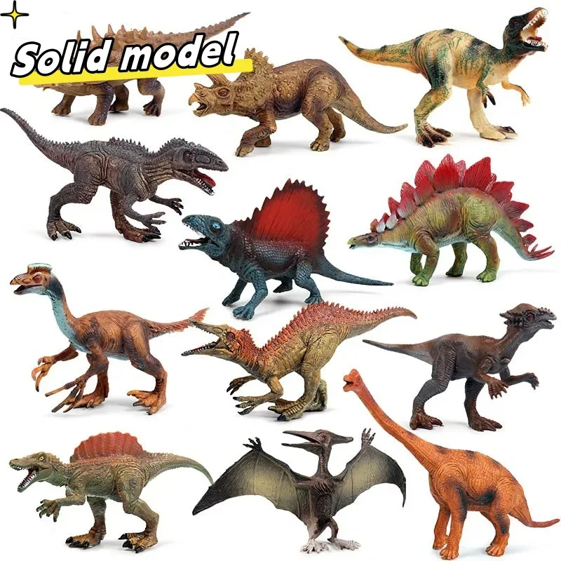 Figuras de acción de dinosaurio jurásico, juguetes educativos, modelos de Stegosaurus, Therizinosaur, Saichania, Dimetrodon, Triceratops