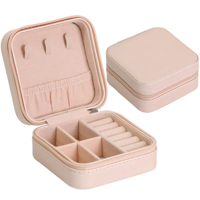 المحمولة مربع الجلود والمجوهرات المنظم صندوق مجوهرات عرض السفر صناديق المجوهرات زر تخزين سستة المجوهرات Joyero #6