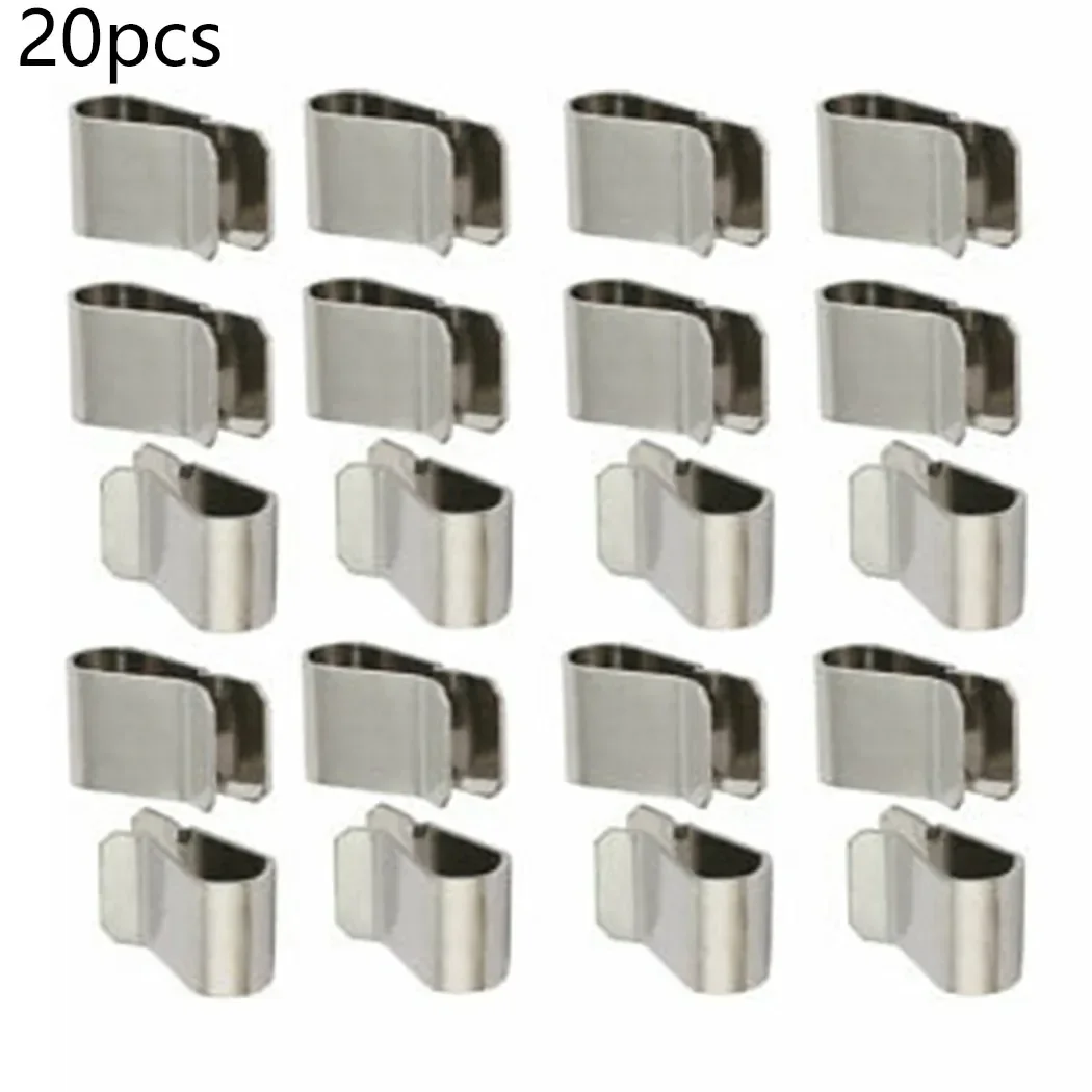 20pcs Stainless Steel Cable Clip Silver Tone Solar Photovoltaic Parts Accessories Cable Clip Wires Clamp