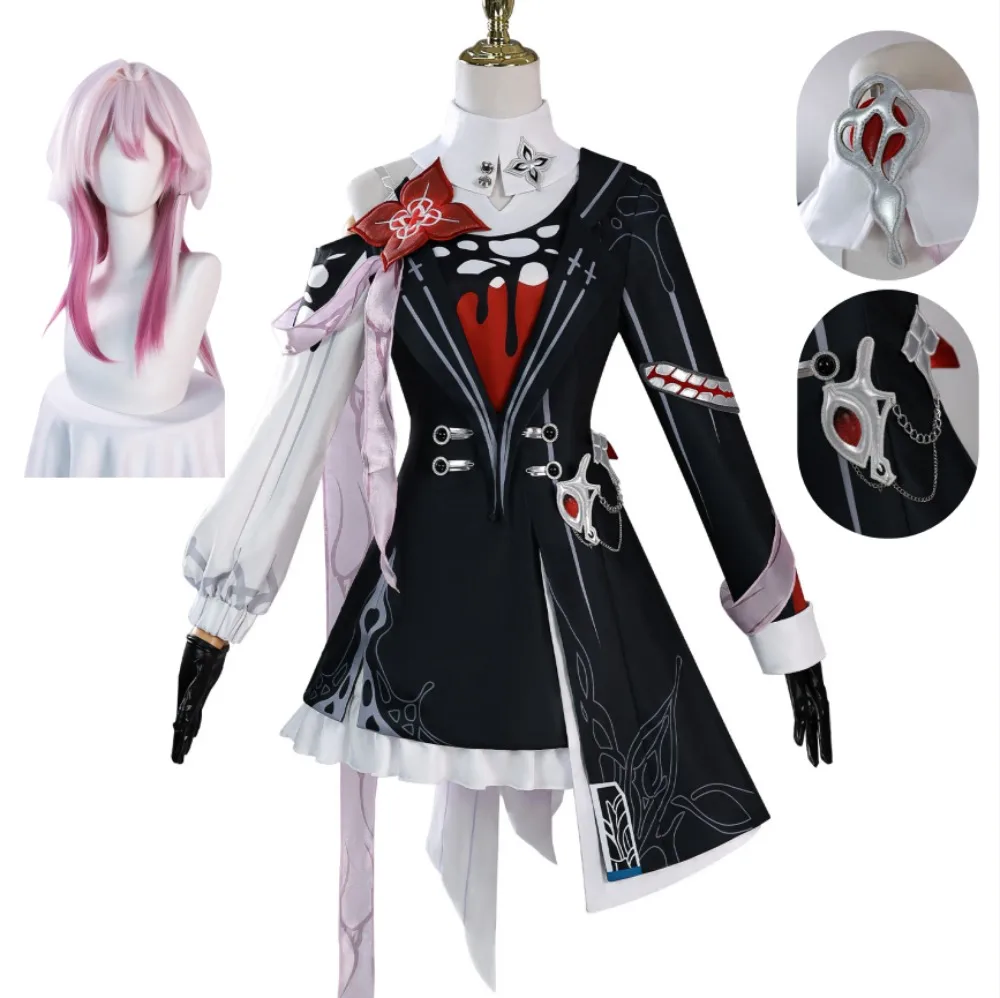 هونكاي: ستار ريل 7 مارس Evernight أزياء تنكرية فستان إكسسوار شعر مستعار استعادة التفاصيل زي أداء المسرح