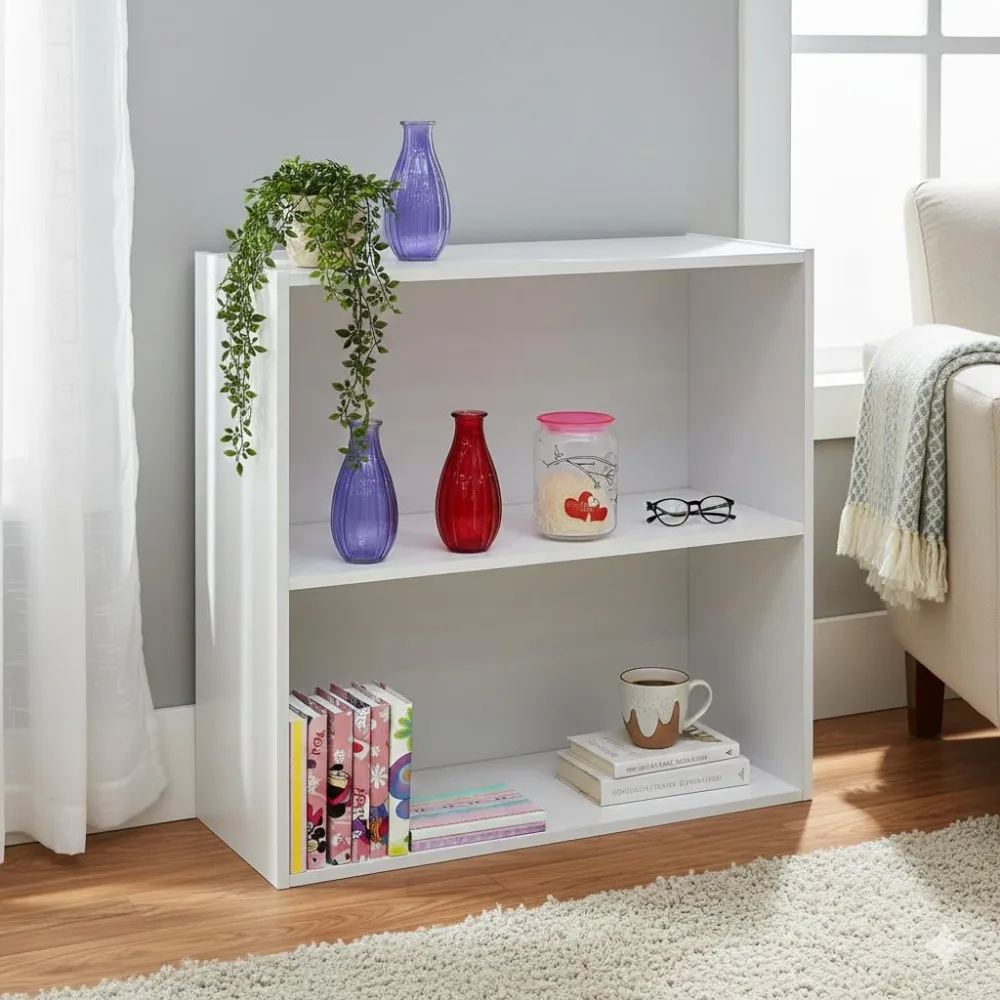 

Белый деревянный двухуровневый стеллаж-органайзер для хранения книг