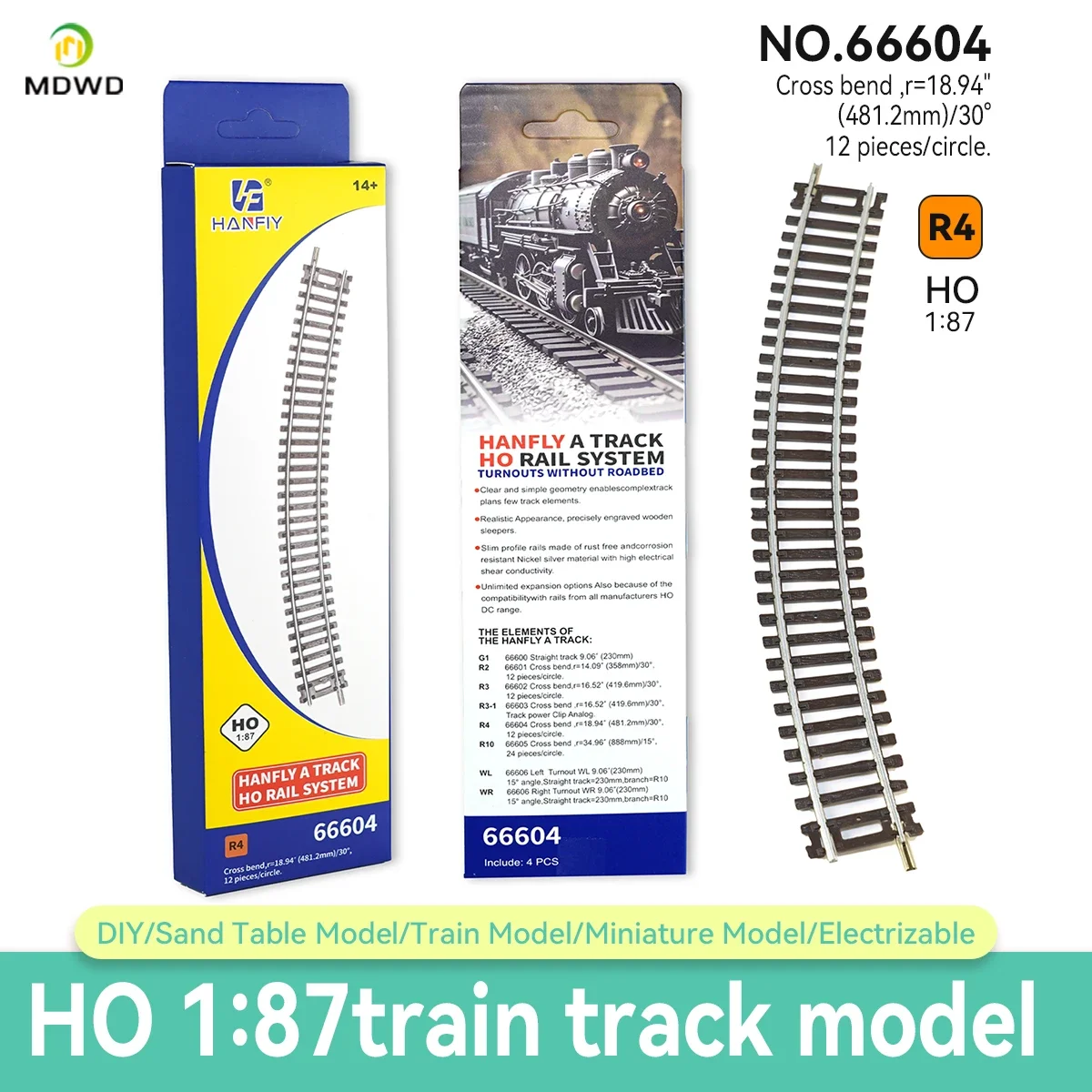 Ho scale 1/87 Train Track Model Railway  Be Powered Nickel Silver Narrow Gauge Curved Track Turnout Track Model