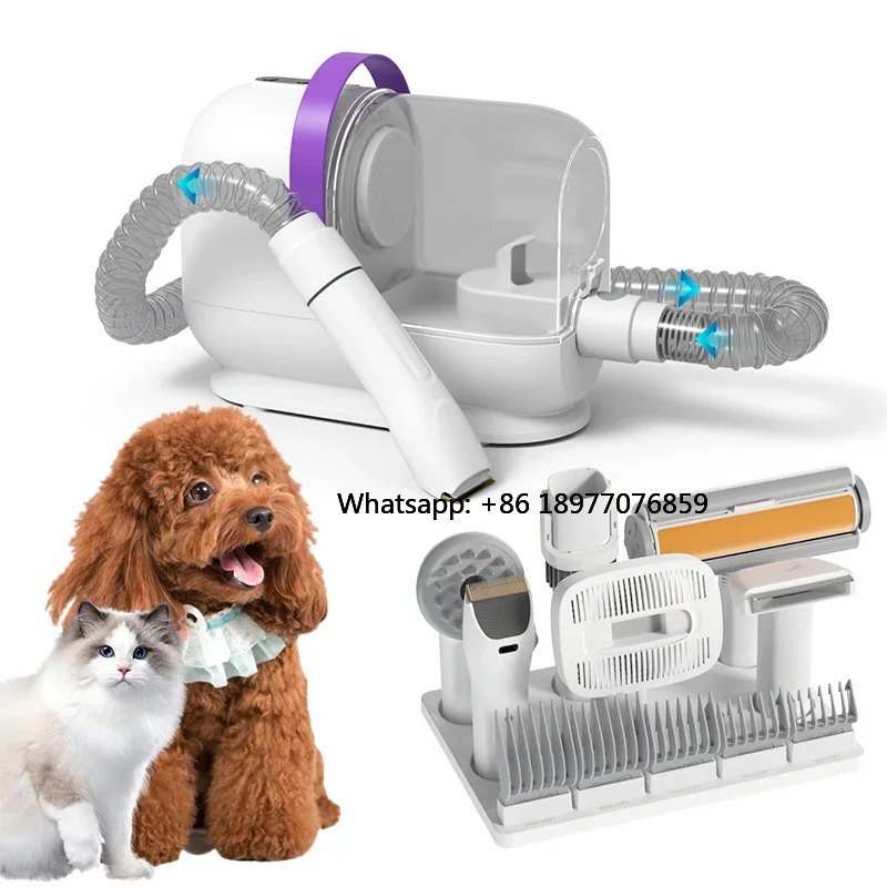Electric Handheld Pet Cleaning Machine 6 In 1 Pet Supply Hair Removal Cutting Brush Pet Hair Grooming Vacuum Cleaner