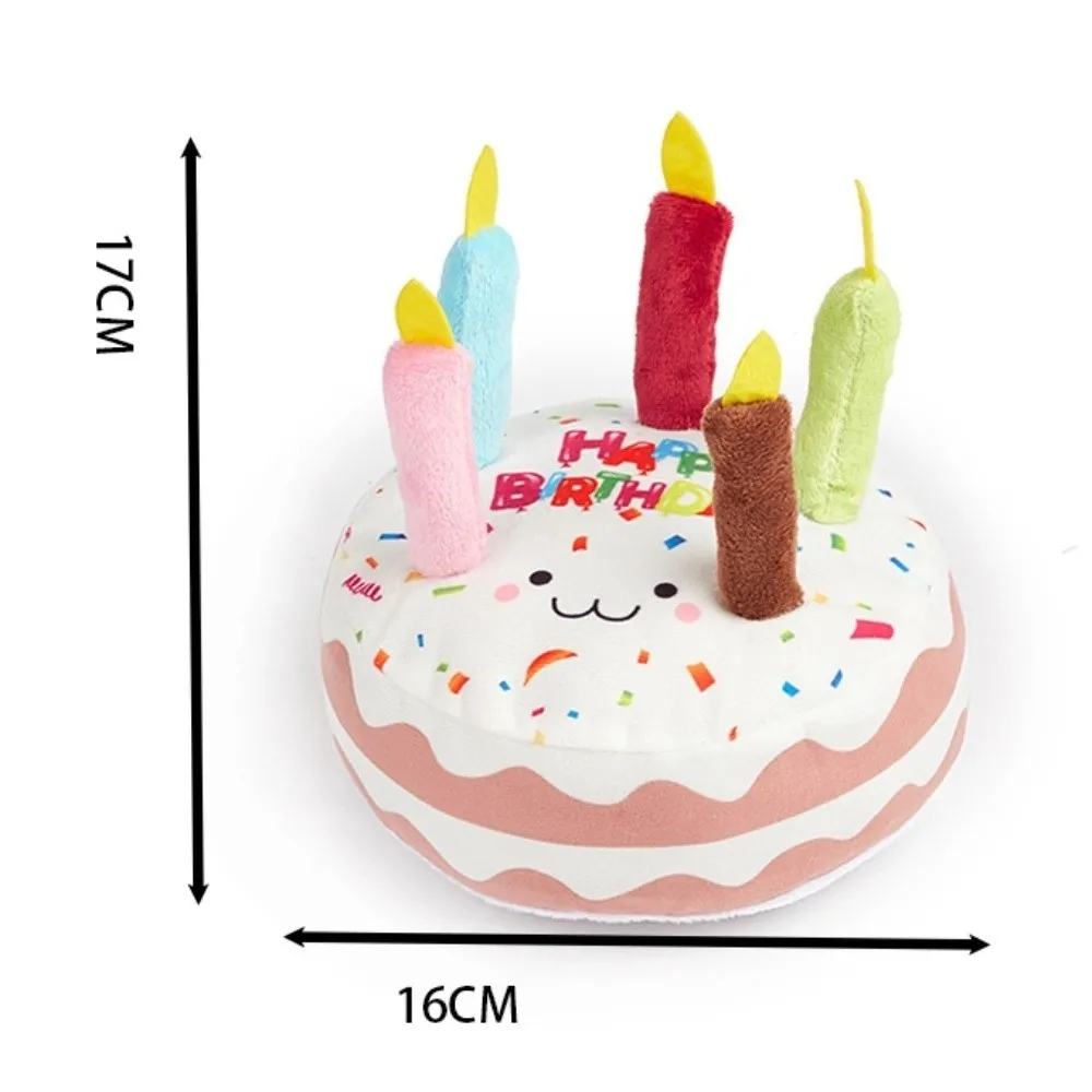 New Birthday Cake Dog Toys Interactive Bite Resistant Gnaw Toys Puppy Teething 16cm Stuffed Cake Doll Party Decor view 6