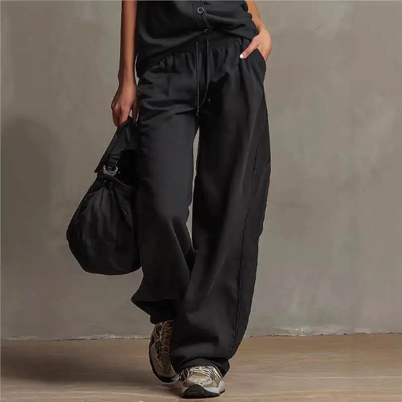 

New Fashionable Pure Color Sleeveless Casual Pocket Women's Set Independent Station Women's Clothing Low Waist Umbrella Pants