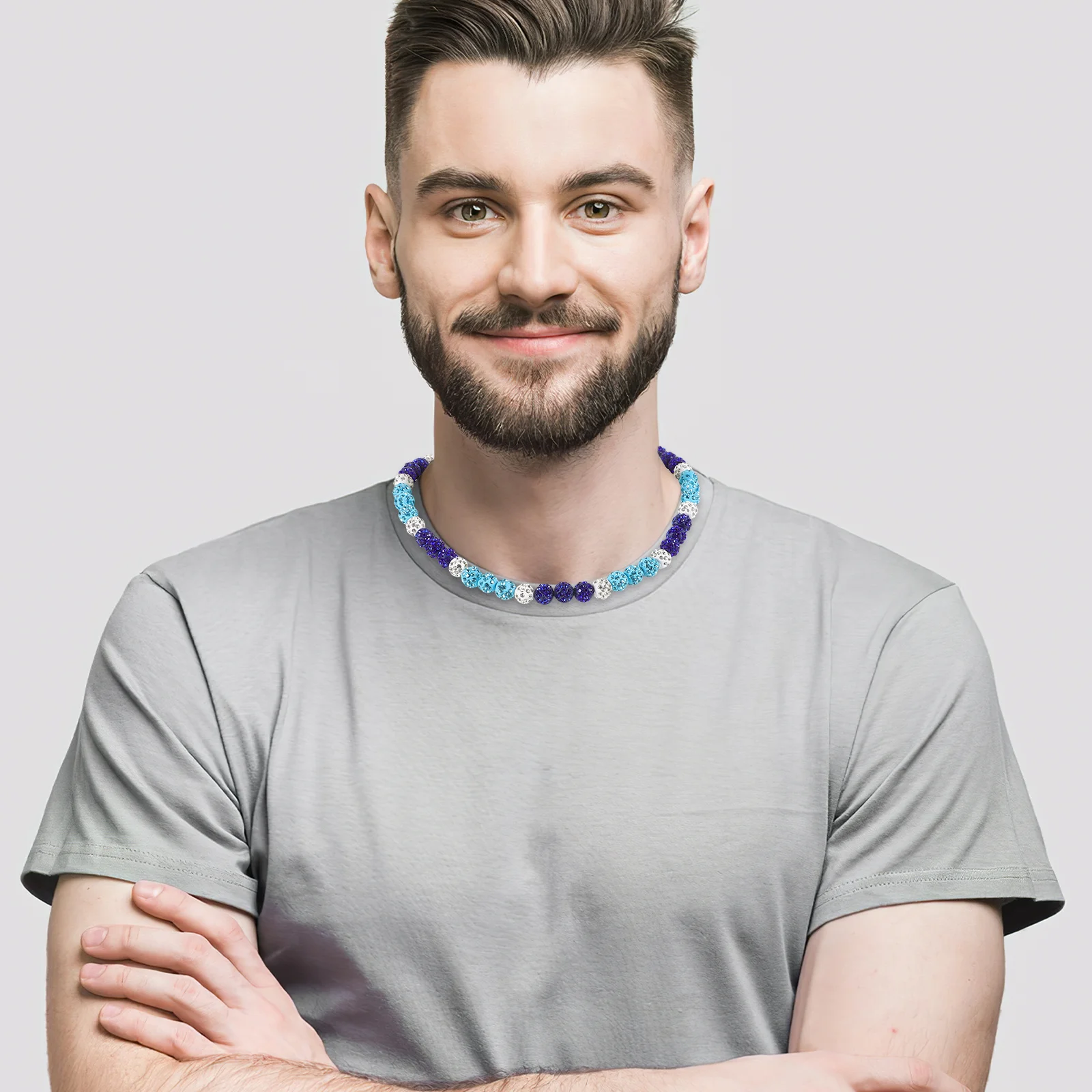 قلادة البيسبول الأزرق مطرز قابل للتعديل مجوهرات رياضية مستوحاة للرجال بالتنقيط الرياضة التبعي بوليمر كلاي #6