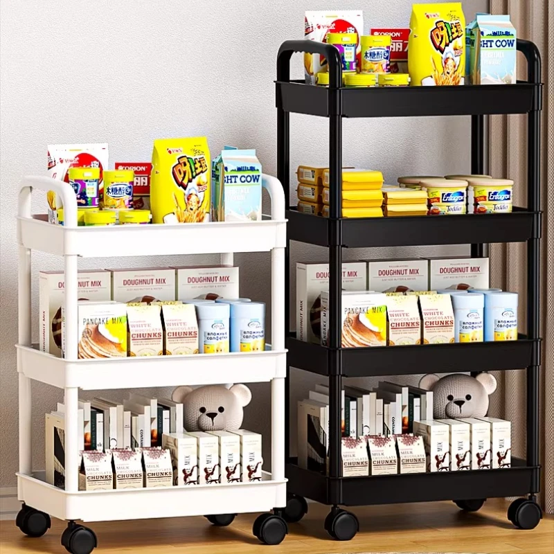 5-layer Pulley Small Cart Storage Rack for Kitchen Living Room Multi-level Movable Bathroom and Toilet Storage and Storage Rack