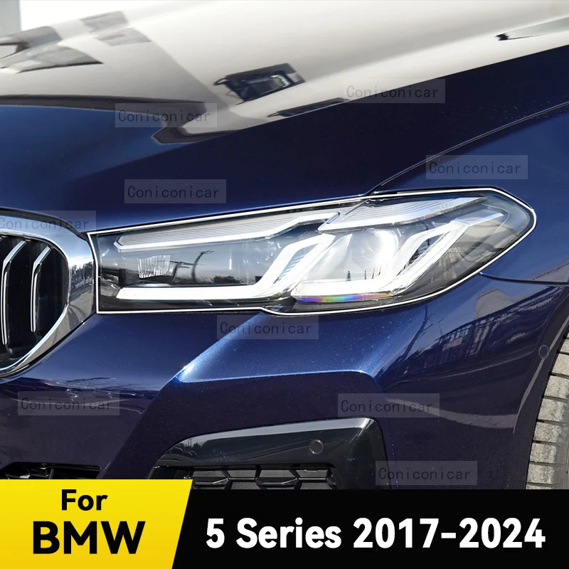 

For BMW 5 Series G30 G31 G60 G61 2017-2024 Car Headlight Protective Cover Film Front Light Transparent TPU Anti-scratch Headlamp